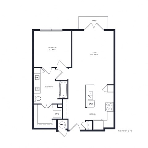 Floor plan for 1 bed, 1 bath, 759 sqft